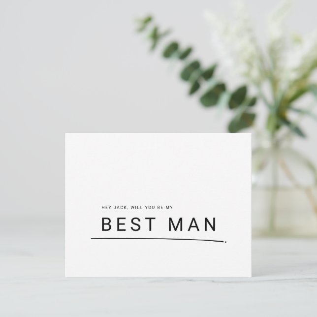 Will You Be My Best Man Bridal Party Proposal Card (Standing Front)