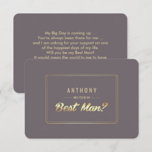 Will you be my Best Man? Dark Mocha Gold Wedding Invitation