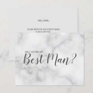 Will You Be My Best Man? Elegant Marble Script Invitation