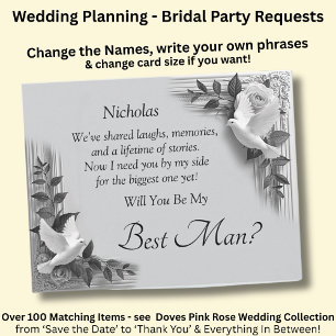 Will You Be My Best Man? Grey Roses & Doves