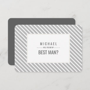Will you be my Best Man? Grey Stripe Pattern Invitation