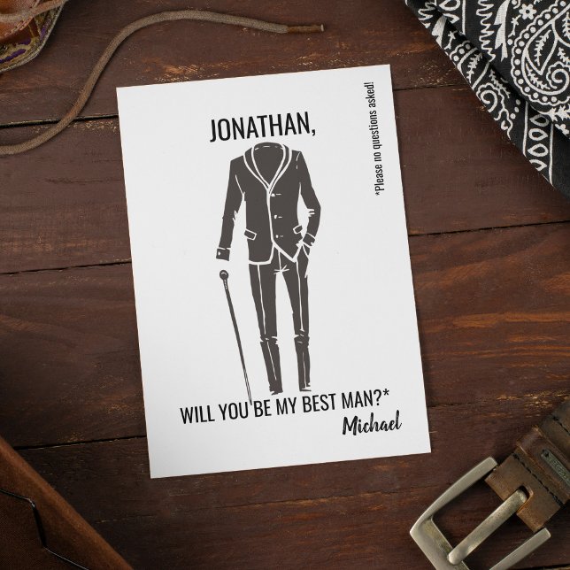 Will You Be My Best man | Groomsman Black White Invitation (Creator Uploaded)