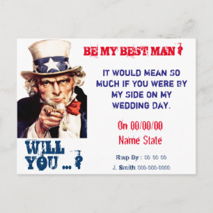 will you be my best man,groomsman invitation postcard