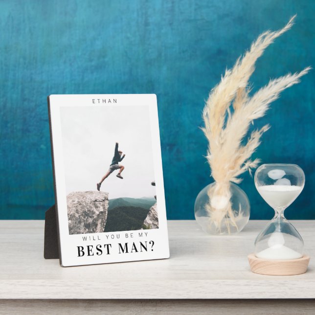 Will you be my Best Man Minimalist Photo Modern Plaque (Side)