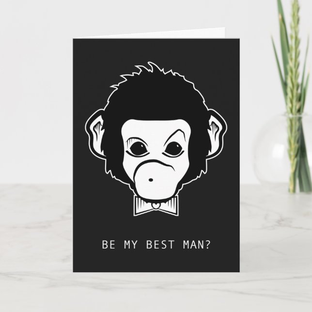 will you be my best man? mister monkey invitation (Front)