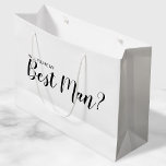 Will You Be My Best Man? Modern Proposal Large Gift Bag<br><div class="desc">"Will You Be My Best Man?" Modern Proposal Gift Bag
features title "Will You Be My Best Man?" in black modern script font style on white background.</div>