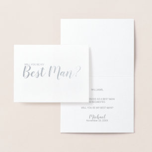 Will You Be My Best Man? Modern Script Silver Foil Card
