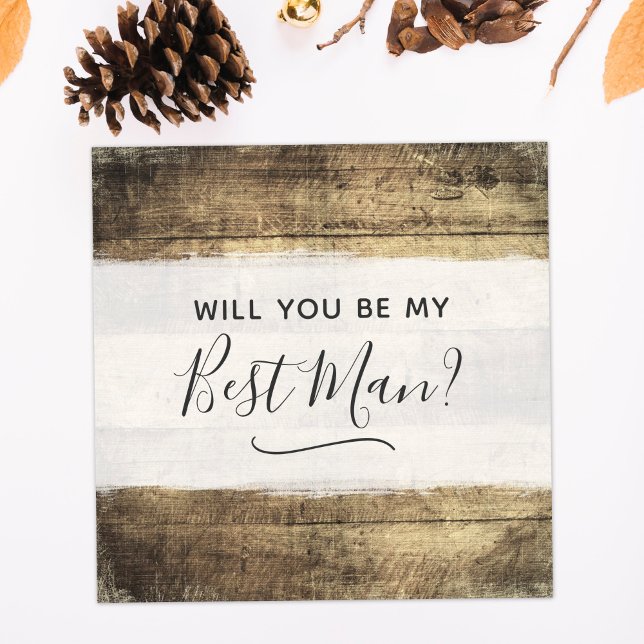 Will You Be My Best Man Rustic Wood Farm Wedding Invitation (Creator Uploaded)