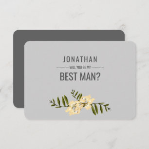 Will you be my Best Man? Watercolor Branch Grey Invitation