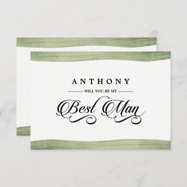 Will You be my Best Man? Watercolor Invitations (Front/Back)