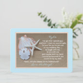 Will You Be My Bridesmaid Beach Blue Burlap Look Invitation (Standing Front)
