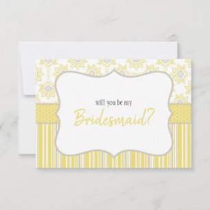 Will You Be My Bridesmaid Bee Yellow and Grey