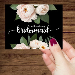 Will you be my bridesmaid Black and White Invitation