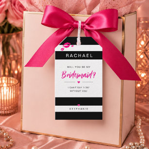 Will You Be My Bridesmaid Black and White Stripe Gift Tags