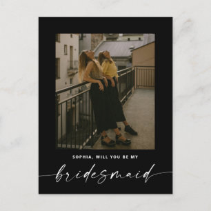 Will You Be My Bridesmaid   Black Photo Proposal Postcard