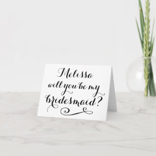Will You Be My Bridesmaid BLACK Typography Card