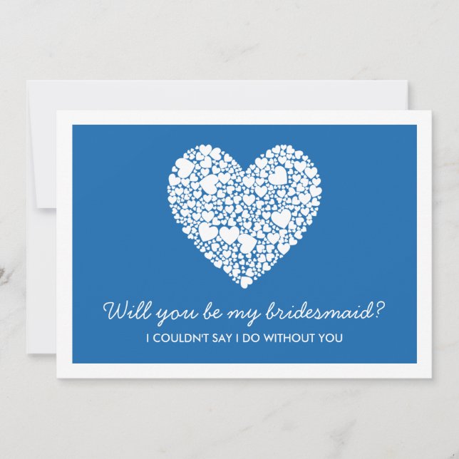 Will You Be My Bridesmaid? Blue Heart Card (Front)