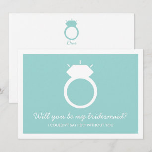 Will You Be My Bridesmaid? Blue Ring Card