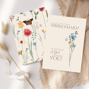 Will You Be My Bridesmaid Blue Wildflower Proposal Invitation