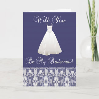 Will You Be My Bridesmaid Blue With Lace Card