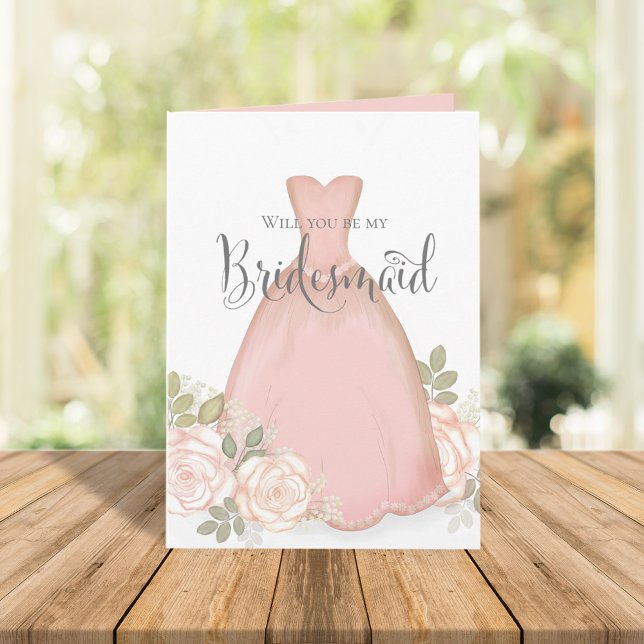 Will you be my Bridesmaid Blush Floral Custom Card (Creator Uploaded)