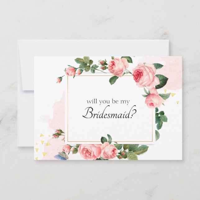 Will You Be My Bridesmaid Blushing Pink Rose (Front)
