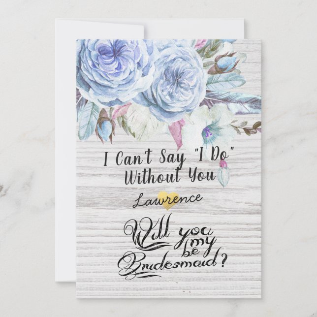 Will You Be My Bridesmaid Boho Flowers Rustic Wood Invitation (Front)