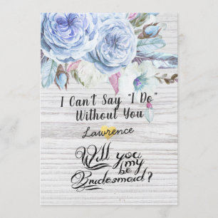 Will You Be My Bridesmaid Boho Flowers Rustic Wood Invitation