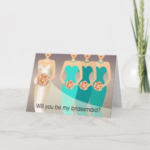 Will you be my Bridesmaid? Bridal Party   aqua Invitation