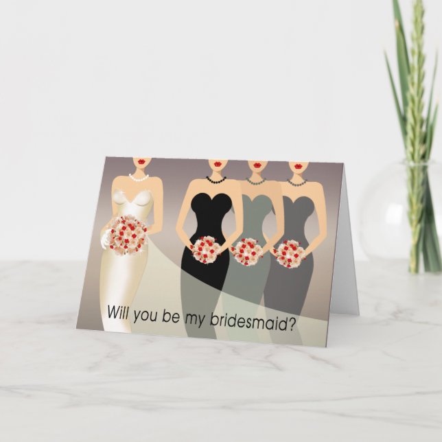 Will you be my Bridesmaid? Bridal Party black grey Invitation (Front)