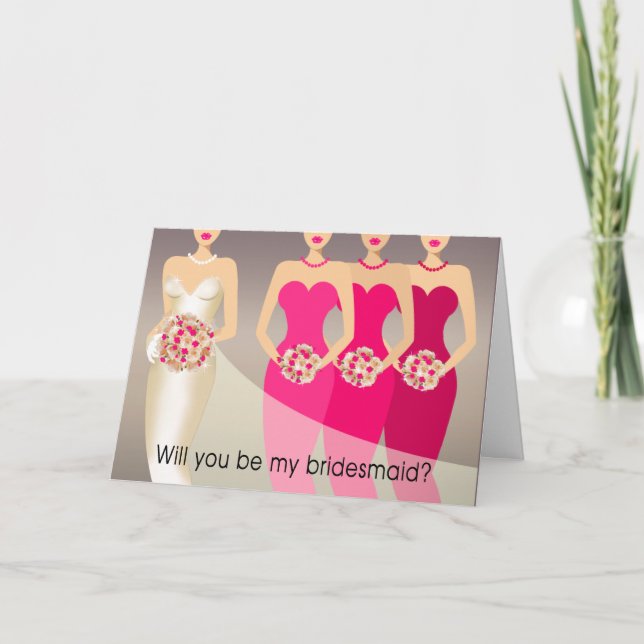 Will you be my Bridesmaid? Bridal Party | fuschia Invitation (Front)
