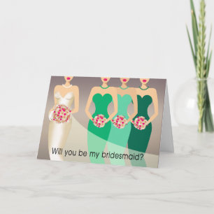 Will you be my Bridesmaid? Bridal Party green Invitation