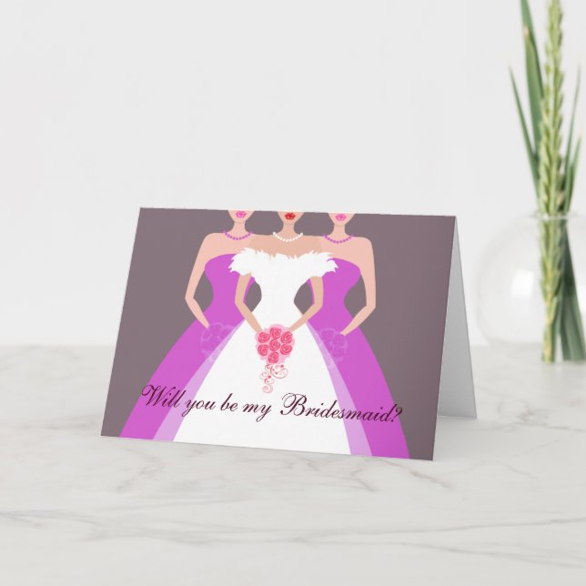 Will you be my Bridesmaid? Bridal Party (purple) Invitation (Front)