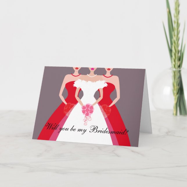 Will you be my Bridesmaid? Bridal Party (red) Invitation (Front)