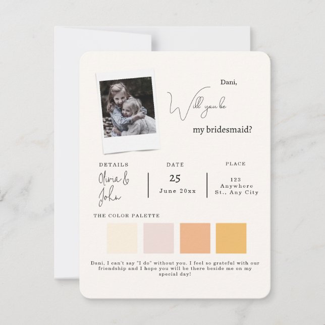 Will You Be My Bridesmaid Bridesmaid Proposal Invitation (Front)