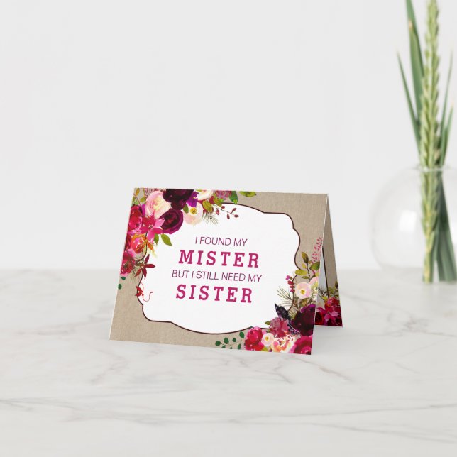 Will you be my bridesmaid, Burgundy Floral  3979 Invitation (Front)