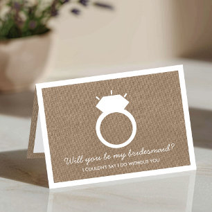 Will You Be My Bridesmaid? Burlap Ring Card