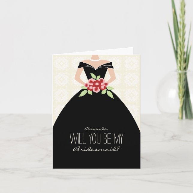 Will You Be My Bridesmaid Card (black) (Front)