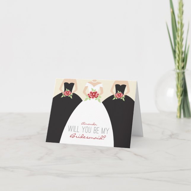 Will You Be My Bridesmaid Card (black) (Front)