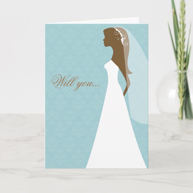 Will you be my bridesmaid card (blue) (Front)