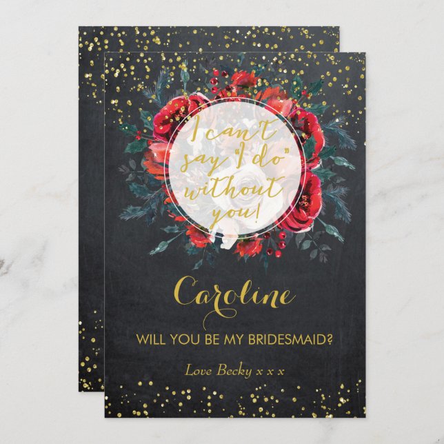 Will you be my bridesmaid card christmas glitter (Front/Back)
