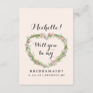 Will You Be My Bridesmaid Card - Floral Heart