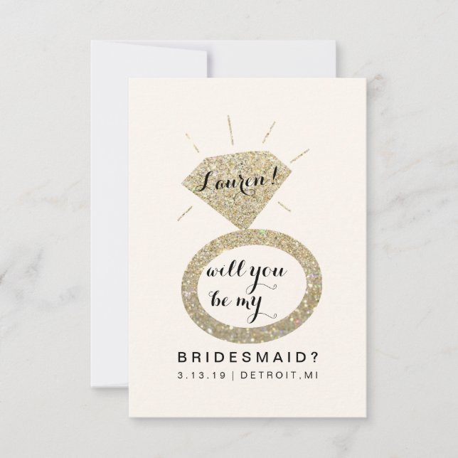 Will You Be My Bridesmaid Card - Glit Diamond FabW (Front)