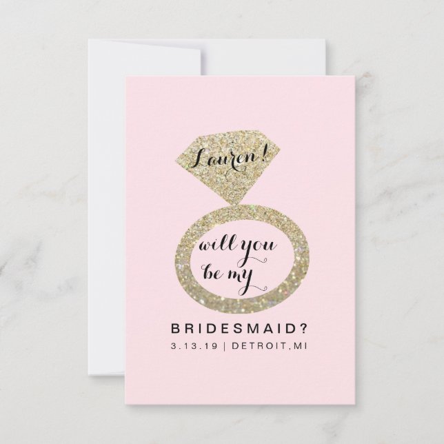 Will You Be My Bridesmaid Card - Glit Ring Fab P (Front)