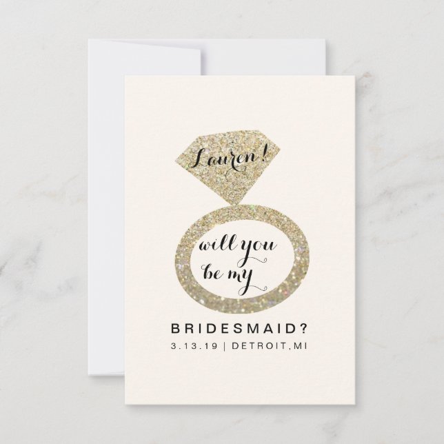 Will You Be My Bridesmaid Card - Glit Ring Fab W (Front)