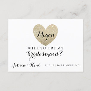 Will You Be My Bridesmaid Card-Glitter Heart's Fab Invitation
