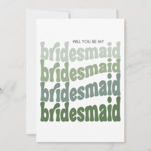"Will You Be My Bridesmaid" Card Green Retro