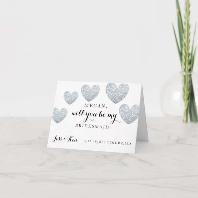 Will You Be My Bridesmaid Card - Heart Fab (Front)