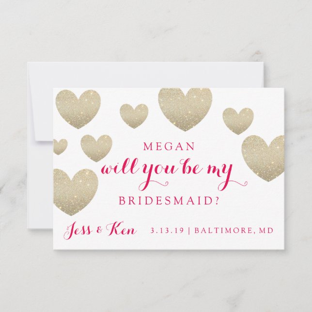 Will You Be My Bridesmaid Card - Hearts (Front)