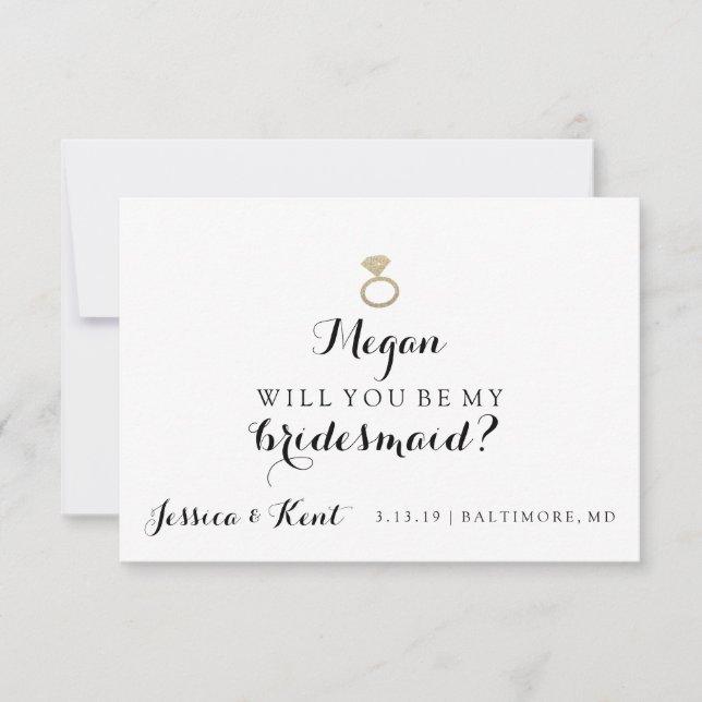 Will You Be My Bridesmaid Card - Her Ring Fab (Front)